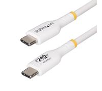 StarTech.com Câble de Charge USB-C de 2m, Charge et Synchronisation, 240W (5A) PD EPR, Câble de Charge USB 2.0 pour Ordinateur Portable, Certifié USB-IF , Gaine TPE - Cordon de Charge USB C Blanc
