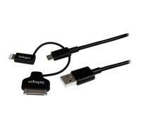 StarTech.com Câble de chargement 3 en 1 de 1 mètre - Multi USB vers Lightning ou dock 30 broches