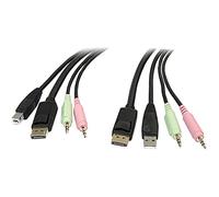 StarTech.com Cable de commutateur KVM DisplayPort USB 4-en-1 de 1,8 m avec audio et microphone - câble vidéo / USB / audio - 1.8 m