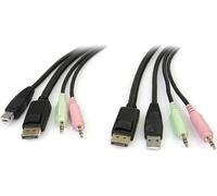 StarTech.com Cable de commutateur KVM DisplayPort USB 4-en-1 de 1,8 m avec audio et microphone - câble vidéo / USB / audio - 1.8 m