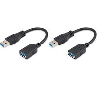 StarTech.com Câble d'Extension USB 3.0 Court de 15,2cm (USB-A Mâle vers USB-A Femelle) - Câble Économiseur de Port USB 3.2 Gen1 (5Gbps) - Noir (USB3EXT6INBK) (Lot de 2)