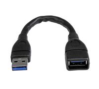 StarTech.com Câble d'extension USB 3.0 de 15cm - Rallonge USB A vers A - M/F - Noir, 0,152 m, USB A, USB A, USB 3.2 Gen 1 (3.1 Gen 1), 5 Gbit/s, Noir