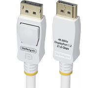 StarTech.com Câble DisplayPort 1.2 de 1,8m, certifié VESA, 4K 60Hz, 21.6Gbps, connecteur DP à encliqueter sur DisplayPort mâle, câble moniteur DP 1.2, blanc