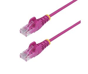 StarTech.com Câble Ethernet CAT6 Rose Fin de 2,5m, Sans Accroc, 100W PoE, UTP, LSZH, Fil de Cuivre Pur 28AWG, Cordon Patch Réseau RJ45 avec Serre-Câble, Contrôlé Fluke