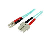 StarTech.com Câble Fibre Optique Multimode de 2m LC/UPC à SC/UPC OM3, Fibre Zipcord Full Duplex 50/125µm, Réseaux 100G, LOMMF/VCSEL, <0.3dB Faible Perte d'Insertion, Cordon Patch Fibre LSZH