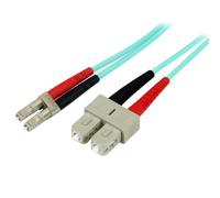 StarTech.com Câble Fibre Optique Multimode de 2m LC/UPC à SC/UPC OM3, Fibre Zipcord Full Duplex 50/125µm, Réseaux 100G, LOMMF/VCSEL, <0.3dB Faible Perte d'Insertion, Cordon Patch Fibre LSZH