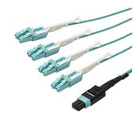 StarTech.com Câble Fibre Optique Multimode OM3 de 10m MTP(F)/PC vers 4x LC/PC Duplex Breakout, OFNP, 8F Type-A, 50/125µm LOMMF, Réseaux 40G, Faible Perte d'Insertion, Cordon Fibre MPO (MPO8LCPL10M)