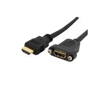 StarTech.com Câble HDMI 0.9m 4K30Hz - Connecteurs HDMI A Mâle/Femelle avec Montage Panneau - Bande Passante 10.2 Gbps - HDCP 1.4, ARC - Noir