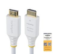 StarTech.com Câble HDMI Haut Débit Certifié Premium de 1,8m, 4K 60Hz/1440p 144Hz, 18Gbps, Cordon HDMI 2.0, Gaine TPE, Blanc