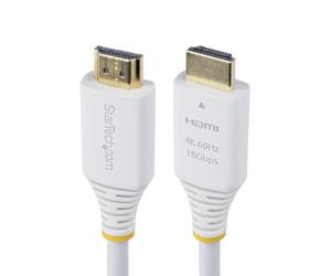 StarTech.com Câble HDMI Haut Débit Certifié Premium de 3m, 4K 60 Hz/1440p 144 Hz, HDR10/HDCP 2.2/ARC, 18 Gbps, Câble UHD HDMI 2.0 pour Téléviseur/Moniteur/Écran, Gaine TPE, Blanc