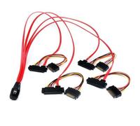 StarTech.com Câble interne Serial-Attached SCSI Mini SAS 50cm - SF-8087 vers 4x SFF-8482, 0,5 m, 1 x SFF-8087, 4 x SATA, 4 x SFF-8482, mâle/femelle, noir, rouge, 100 g