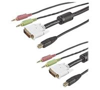 StarTech.com Câble KVM de 1.80m USB DVI 4 en 1 avec Prises Audio et Micro - 4x 3.5 mm Mâle - 2x DVI-I Mâle - 1x USB A Mâle - 1x USB B Mâle - Rallonge de câble de clavier / vidéo / souris / audio...