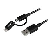 StarTech.com Câble Lightning 8 broches ou Micro USB vers USB de 1 m - Cordon de charge / synchronisation - Noir (LTUB1MBK) - câble de chargement / de données - Lightning / USB - 1 m