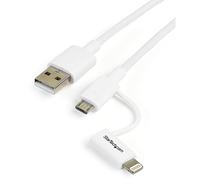StarTech.com Câble Lightning 8 broches ou Micro USB vers USB de 1 m - Cordon de charge / synchronisation - Blanc