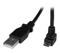 StarTech.com Câble Micro USB 2 m - à vers Micro B coude 90° vers le bas - Câble USB Micro B Angle Coude vers le bas - Noir 2m