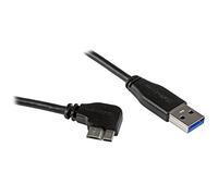 StarTech.com Câble Micro USB 3.0 slim - Cordon USB-A vers Micro-B à angle droit de 1 m - USB 3.1 Gen 1 (5 Gb/s) - M/M (USB3AU1MRS)