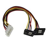 StarTech.com Câble répartiteur d'alimentation en Y LP4 vers 2 SATA à angle droit et verrouillage 30 cm - LP4 4 broches vers deux SATA - adaptateur secteur - alimentation interne 4 plots pour alimentation SATA - 30 cm