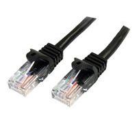 Câble réseau Cat5e UTP sans crochet de 3 m - Cordon Ethernet RJ45 anti-accroc - Câble patch - M/M - Noir - Cordon de raccordement - RJ-45 (M) pour