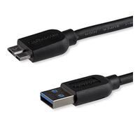 StarTech.com Câble SuperSpeed USB 3.0 slim A vers Micro B de 0,5 m - Cordon USB A vers Micro B - Mâle / Mâle - Noir (USB3AUB50CMS)