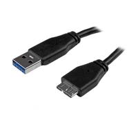 StarTech.com Câble SuperSpeed USB 3.0 slim A vers Micro B de 15 cm - Mâle / Mâle - Noir, 0,15 m, USB A, Micro-USB B, USB 3.2 Gen 1 (3.1 Gen 1), Mâle/M