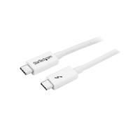 StarTech.com Câble Thunderbolt 3 TBLT3MM1MW 1m Blanc - 20 Gbps, USB-C, DisplayPort 4K 60Hz, Power Delivery 100W, compatible Thunderbolt Networking