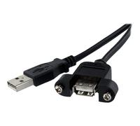 StarTech.com Câble USB 2.0 à montage sur panneau de 30cm - Rallonge USB monté sur goulotte - Cordon USB A vers A - F/M - Noir - Rallonge de câble USB - USB (M) pour USB (F) - USB 2.0 - 30 cm -...