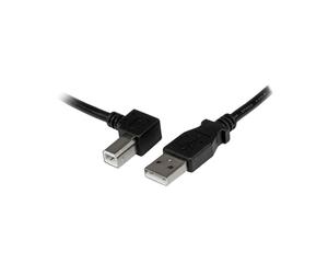 StarTech.com Câble USB 2.0 A vers B Mâle/Mâle Coudé Gauche - 3m - Noir - USBAB3ML - 480 Mbit/s - Contacts Nickel - PVC - Blindage Mylar - RoHS/CE/REACH