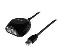 StarTech.com Câble USB 2.0 actif de 15m - Rallonge USB 2.0 avec hub à 4 ports - Noir, USB 2.0, 480 Mbit/s, Noir, 15 m, 110 - 240 V, 5 V USB2EXT4P15M