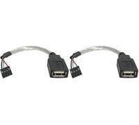 StarTech.com Câble USB 2.0 de 15 cm - USB A femelle vers adaptateur USB carte mère 4 broches F/F (USBMBADAPT) (Lot de 2)