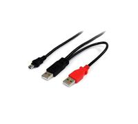 StarTech.com Câble USB 2.0 Y 1.8m : 2x USB-A mâle vers Mini-USB B mâle, 480 Mbit/s, AWG 28/24, Contacts Nickel, RoHS, Noir/Rouge