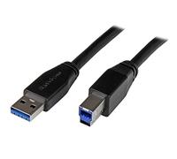 StarTech.com Câble USB 3.0 actif USB-A vers USB-B de 5 m - Cordon USB A vers B - USB 3.1 Gen 1 (5 Gb/s) - M/M - Noir (USB3SAB5M)