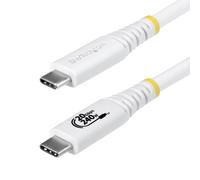 StarTech.com Câble USB 4 de 2 m, 20 Gbps, Câble USB-C Certifié USB-IF, PD EPR 240 W, DP 1.4 4K 120 Hz, Gaine TPE, Cordon USB-C Blanc, 2 m, USB C, USB