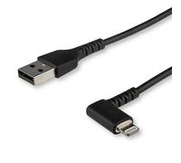 StarTech.com Câble USB-A vers Lightning Noir Robuste 1m Coudé à 90° - Câble de Charge/Synchronisation USB Type A vers Lightning en Fibre Aramide Résistante - Apple MFi - iPhone (RUSBLTMM1MBR) - câble Lightning - Lightning / USB - 1 m