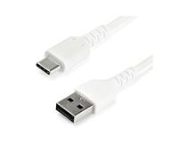 StarTech.com Câble USB-A vers USB-C 2m, USB 2.0, 3A/60W, Gaine TPE blanche renforcée fibre aramide, contacts nickel, RUSB2AC2MW