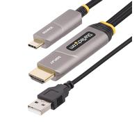 StarTech.com 50ft (15.2m) USB-C to HDMI 2.0 Active Optical Cable, 4K 60Hz - Câble HDMI - 24 pin USB-C mâle pour HDMI, USB (alimentation uniquement) mâle - 15.2 m - blindé/fibre optique - noir -...