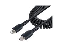 StarTech.com Câble USB-C vers Lightning 1m Noir - USB 2.0, MFi certifié, Gaine TPE durable, Contacts Nickel, Diamètre 3.1mm, Rétractable à 0.38m