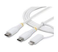 StarTech.com - Câble USB - USB-C (M) pour USB-C (M) - USB 2.0 - 1 m - passif, USB Power Delivery (60W), Alimentation USB (30 W), robuste, jusqu'à 480 Mbps, 2 en 1 - blanc