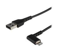 StarTech.com Câble USB-A vers Lightning Noir Robuste 1m Coudé à 90° - Câble de Charge/Synchronisation USB Type A vers Lightning en Fibre Aramide Résistante - Apple MFi - iPhone (RUSBLTMM1MBR) - câble Lightning - Lightning / USB - 1 m