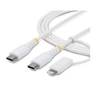 StarTech.com - Câble USB - USB-C (M) pour USB-C (M) - USB 2.0 - 1 m - passif, USB Power Delivery (60W), Alimentation USB (30 W), robuste, jusqu'à 480 Mbps, 2 en 1 - blanc
