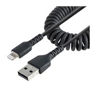StarTech.com Câble USB vers Lightning de 1m - Certifié Mfi - Adaptateur USB Lightning Noir, Gaine en TPE - Cordon Chargeur Iphone/Lightning Spiralé en Fibre Aramide Très Résistant (RUSB2ALT1MBC) - Câb