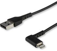 StarTech.com Câble USB vers Lightning noir résistant de 1m - Câble de charge USB Lightning à 90° à angle droit avec fibre aramide - Câble de synchronisation - Certifié Apple MFi iPad/iPhone 12