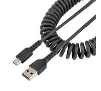 StarTech.com Câble USB vers USB-C de 1m - Cordon USB USB-C Enroulé à Usage Intensif - Câble USB-A vers USB-C en Fibre Aramide Robuste - Chargeur USB-C M/M - Adaptateur TB3 Noir (R2ACC-1M-USB-CABLE) - Câble USB de type-C - USB pour 24 pin USB-C - 1 m