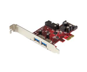StarTech.com Carte contrôleur PCI Express à 4 ports USB 3.0 - 2 externes 2 internes - Adaptateur PCIe avec alimentation SATA