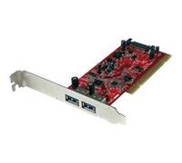 StarTech.com Carte PCI 2 ports USB 3.0 SuperSpeed (Alimentation SATA), Carte Contrôleur USB 3.0 - PCI (M), SATA Power Plug, 2x USB 3 A (F) - Adaptateur USB - PCI-X profil bas - USB 3.0 x 2 - rouge - p