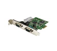 StarTech.com Carte PCIe 2 ports série RS232 DB9, UART 16C1050, Débit 460.8Kbps, Profil Bas/Standard, Chipset SystemBase SB16C1052PCI, Windows.