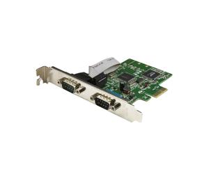 StarTech.com Carte PCIe 2 ports série RS232 DB9, UART 16C1050, Débit 460.8Kbps, Profil Bas/Standard, Chipset SystemBase SB16C1052PCI, Windows.