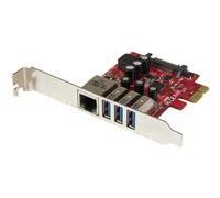 StarTech - Carte PCIe - ST PEXUSB3S3GE - 3 ports USB 3.0, GbE, profil bas en option