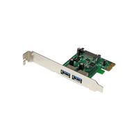 StarTech.com Carte PCIe vers 2x USB 3.2 Gen 1 (5Gbps) UASP, Alimentation SATA, Chipset Renesas/NEC µPD720202, Profil Bas, Windows/Linux