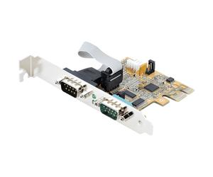 StarTech.com Carte Série PCI Express à 2 ports - Carte d'Extension Série PCIe vers RS232 (DB9) - Adaptateur PCIe avec UART 16C1050, Supports Standard ou Profil Bas - Carte PCIe 2 Ports, Rétention COM,