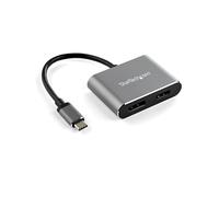 StarTech.com CDP2DPHD - Adaptateur USB-C vers HDMI/DisplayPort 4K 60Hz - Chipset ITE IT6563/Parade PS8338 - Boîtier Aluminium Gris Sidéral - Câble Intégré 15cm